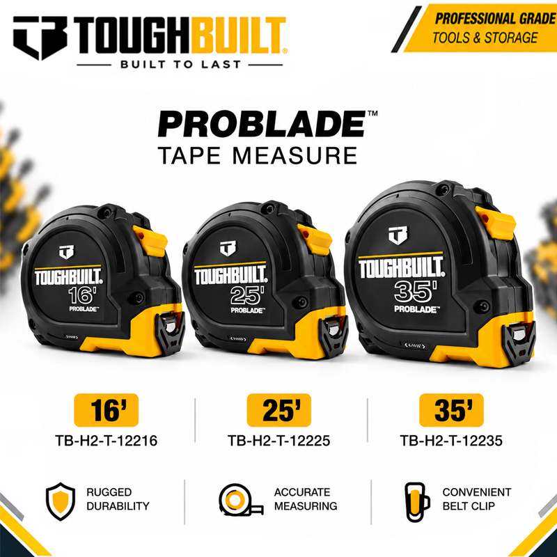 Stanley Tape 25Ft - سلسلة TOUGHBUILT بطول 16 قدم/25 قدم/35